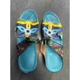 thumbnail image 3 of OIOLOYJM Womens Summer Wedge Sandals Orthopedic Arch Support Comfy Slip-On with Floral Hollow Design Peep Toe Platform Boho Beach Shoes Green US/6.5-7, 3 of 5