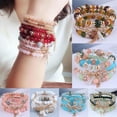 thumbnail image 4 of JINLUO 6Sets Boho Bohemian Bracelets Stackable Layered Beaded Crystal Bead Bracelets for Women Multicolor Multilayer Handmade Natural Stone Jewelry Holiday Gifts, 4 of 7