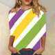 thumbnail image 1 of RKSTN Mardi Gras 3/4 Sleeve T Shirts for Women Top Oversized Crewneck Carnival Mask Print 3/4 Length Sleeve Shirt Womens Casual Round Neck Mask Tuesday Carnival Party Three Quarter Sleeve Tee Shirt, 1 of 5