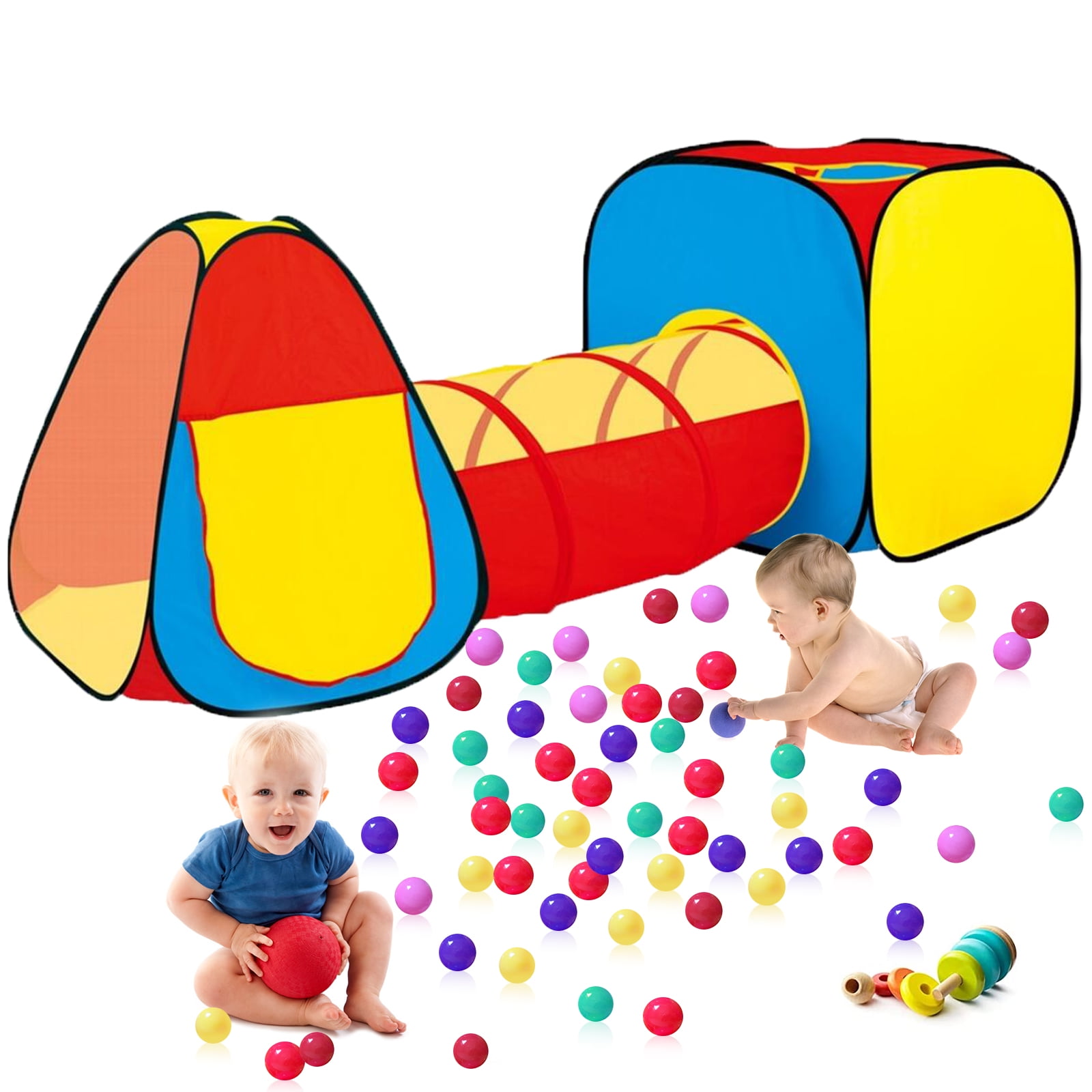 3 in 1 Kids Play Tent Toddler Tunnel Ball Pit Pop Up Cubby Children Playhouse UK 