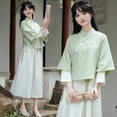 thumbnail image 2 of Otoño e invierno nuevo chino joven estilo nacional hebilla cheongsam de dos piezas traje de falda de estilo étnico para niña de uso diario, 2 of 4