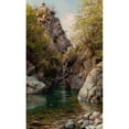 thumbnail image 2 of Peder Mørk Mønsted 10x14 Black Ornate Wood Framed Double Matted Museum Art Print Titled: A Mountain Swallow (The Mountain Gorge, Meran) (1913), 2 of 5