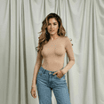 thumbnail image 5 of Sol Living Shapewear for Women Tummy Control Bodysuit Seamless Bodysuit Slimming Shaping Bodysuits Body Sculpting Long Sleeve Womens Tops Going Out Tops for Women Basics Body Suit, 5 of 8