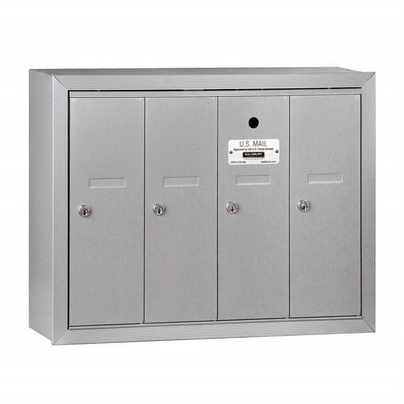 Salsbury Industries Vertical Mailbox,4 Doors,Alum 3504ASU