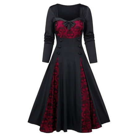 

purcolt advent calendar 2022Halloween Party Vintage Steampunk Gothic Tea Dress Costume Plus Size Fall Long Sleeve Corset Lace Splicing Dress Formal Wedding Guest Homecoming Dresses for Women 2022