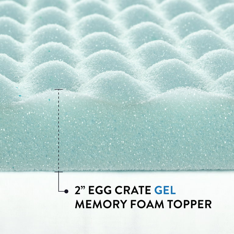 Mellow 4 inch Cooling Gel Egg Crate Memory Foam Mattress Topper, Queen