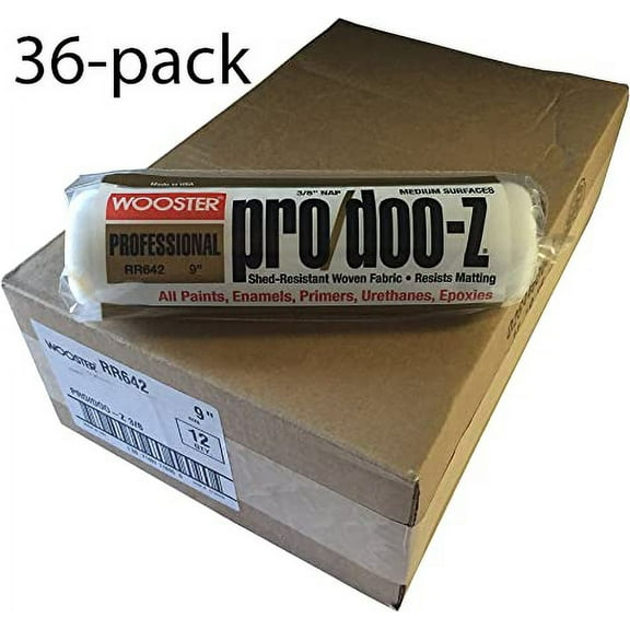 Wooster Genuine 9" Pro/Doo-Z 3/8" Nap 36-Pack Roller Cover - RR642-9-36PK