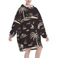 thumbnail image 2 of Palm Tree Print Oversized Blanket Hoodie, Wearable Blanket Adult For Women Men And Teenager, Super Soft Warm Flannel Fluffy Hooded Blankets Sweatshirt With Big Pocket, 2 of 8