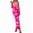 thumbnail image 3 of Women Summer Strapless Maxi Dress Bodycon Floral Long Wedding Guest Dress Formal Cocktail Dresses Pink L, 3 of 9