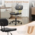 thumbnail image 4 of Small Home Office Desk Chair with Wheels, Armless Comfy Vanity Chair Swivel Computer Task Chair No Arms, Modern Height Adjustable Low Back Rolling Chair for Small Space (PU Leather Black), 4 of 18