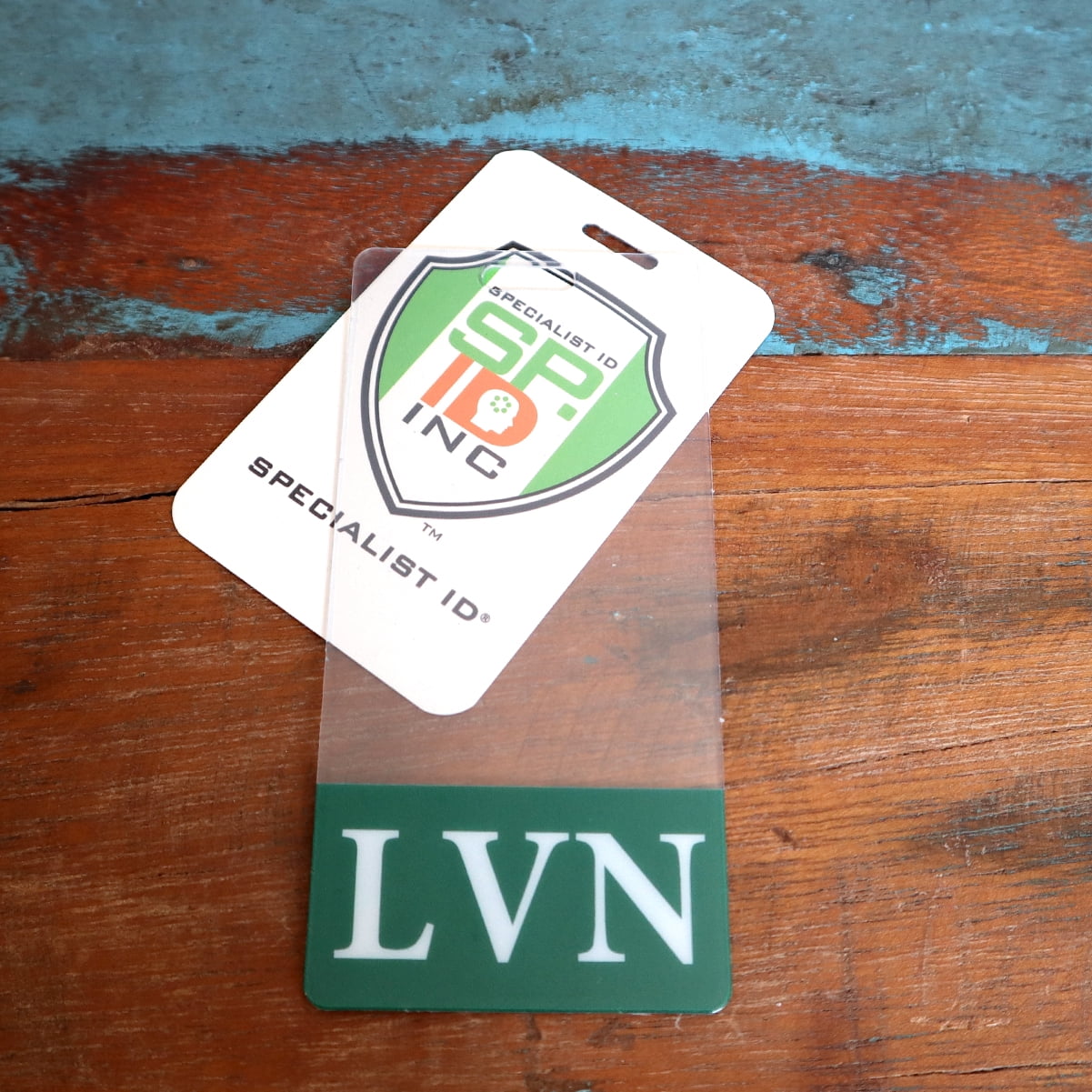Clear LVN Badge Buddy Vertical - Hospital & Nurse ID Backer Cards - Transparent Title/Role Identifier - Wear Behind Medical Name Badge on I’D Reel or Lanyard by Specialist ID (Green)