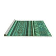 thumbnail image 2 of Ahgly Company Machine Washable Indoor Round Abstract Turquoise Blue Modern Area Rugs, 6' Round, 2 of 4