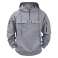 thumbnail image 7 of Resicozy Mens Cargo Hoodies Quarter Zip Sweatshirts Tactical Pullover Casual Gym Athletic Loose Hooded Sweatshirts with Pocket Gray 3XL, 7 of 7