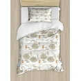 thumbnail image 1 of Sweet Dreams Twin Size Duvet Cover Set, Sleeping Animals Pattern Sheep and Cat Cartoon with Dotted Backdrop, Decorative 2 Piece Bedding Set with 1 Pillow Sham, Orange and Brown, by Ambesonne, 1 of 3