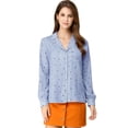 thumbnail image 3 of Camisa con Cuello en V y Solapa con Botones y Lunares en Forma de Corazón para Mujer Allegra K Azul L, 3 of 6