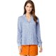 thumbnail image 3 of Camisa con Cuello en V y Solapa con Botones y Lunares en Forma de Corazón para Mujer Allegra K Azul M, 3 of 6
