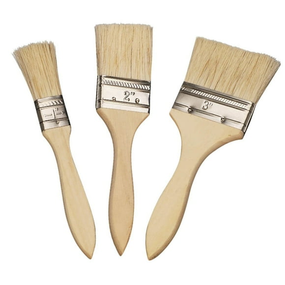 yulier Set of 3 1/2/3 Inch Bristle Paint Brushes Wood Handle Paint Brushes for Walls, Stain Brush, Furniture Paint Brush