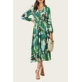 thumbnail image 4 of PRETTYGARDEN Women's Spring Floral Midi Dress Casual Fall V Neck Long Sleeve Flowy Beach Wedding Guest Vacation Dresses, 4 of 7