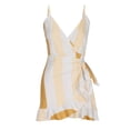 thumbnail image 4 of Wycnly Dresses for Women Fashion Empire Waist Spaghetti Strap Ruffle Hem Wrap Dresses V-Neck Sleeveless Striped Print Summer Mini Formal Dress Yellow m, 4 of 6