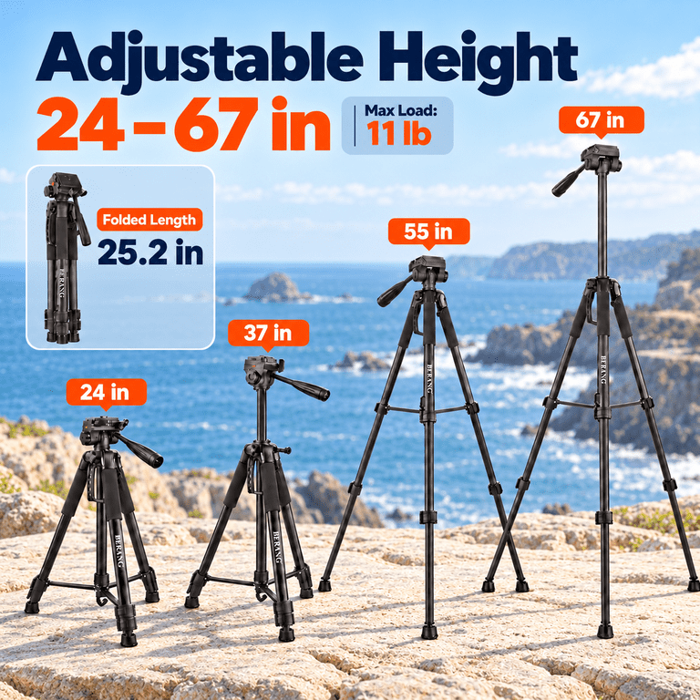 BEBANG 67" Camera Tripod Aluminum Portable Stand photo 3
