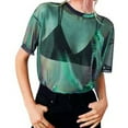 thumbnail image 2 of T Shirts for Women 2026 Summer Short Sleeve Metallic Shimmer Mesh See through Crewneck Tshirt Clubwear, 2 of 6