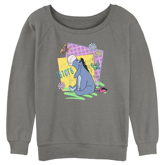 Junior's Winnie the Pooh Spring Eeyore  Sweatshirt Gray Heather Large