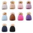 thumbnail image 3 of LIZENG Kids Winter Hat Toddler Knitted with Pom Poms for Baby Girls Boys Cute Soft Solid Warm Hats for Cold 8 Hat, 3 of 3