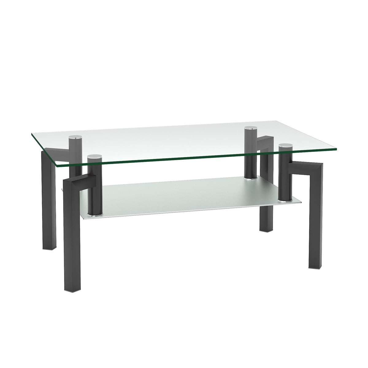 Glass Coffee Table, Rectangle Clear Coffee Table, Modern Side Center Tables for Living Room