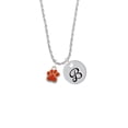 thumbnail image 2 of Delight Jewelry Silvertone Small Orange Paw Silvertone Script Initial Disc - B - Charm Necklace, 20"+3", 2 of 4