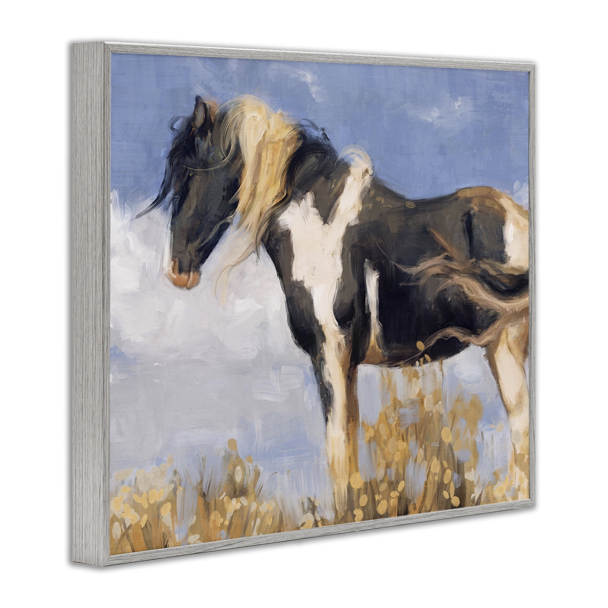 Stupell Industries Traditional Windswept Stallion Animals & Insects Painting Gray Framed Art Print Wall Art, 20 x 16
