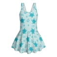 thumbnail image 4 of Uourmeti Girls' One Piece Skirted Swimsuit - Ocean Turtle & Marine Life Print | Quick Dry, Stretchy Swim Dress for Beach & Pool Vacations, 4 of 8