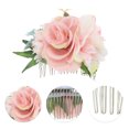 thumbnail image 3 of Unique Bargains 1 Pc Women's Lightweight Simulated Flowers Side Comb for Parties Pink Polyester Fabric Iron, 3 of 4