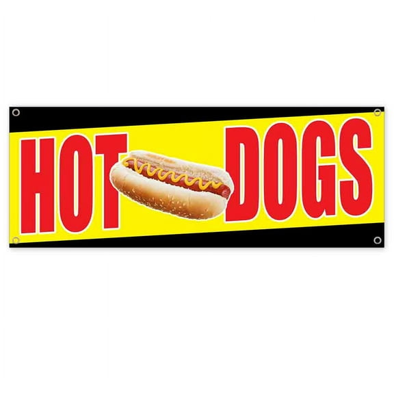 Hots Dogs 13 oz Vinyl Banner With Metal Grommets