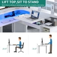 thumbnail image 2 of Dextrus L Shaped Desk with Drawers & Lift Top , 60" Corner Computer Desk with Power Outlet & LED Lights, Office Desk Game Desk with Monitor Stand & File Cabinet, White, 2 of 9