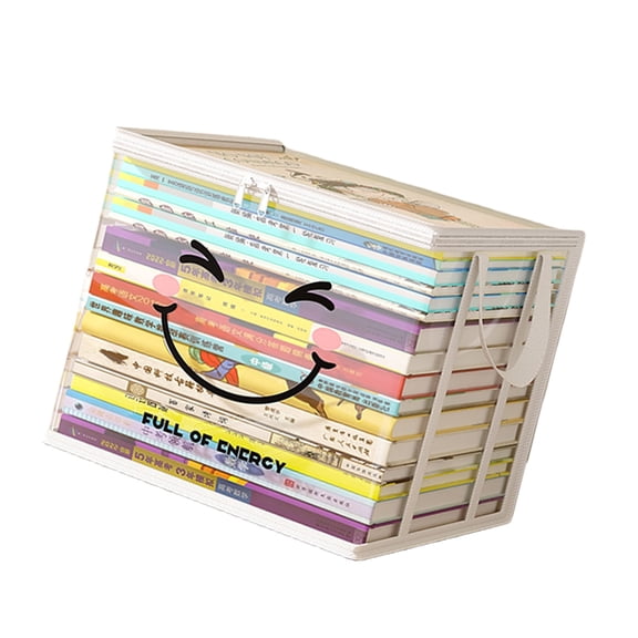 Zeiwohndc Big Opening Visible Book Bin Sturdy PVC Build Easy To Transport Storage Case