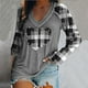 thumbnail image 1 of Pntutb Mujeres Otoño Cuello en V Amor Impresión Manga larga Casual Camiseta suelta top Pntutb Pntutb-1996, 1 of 9