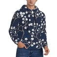 thumbnail image 2 of Goofa Cherry Blossoms on Navy Background for Men's Hooded Sweatshirt - Lightweight Pullover Hoodie with Kangaroo Pocket, Perfect for Everyday Wear-Medium, 2 of 7