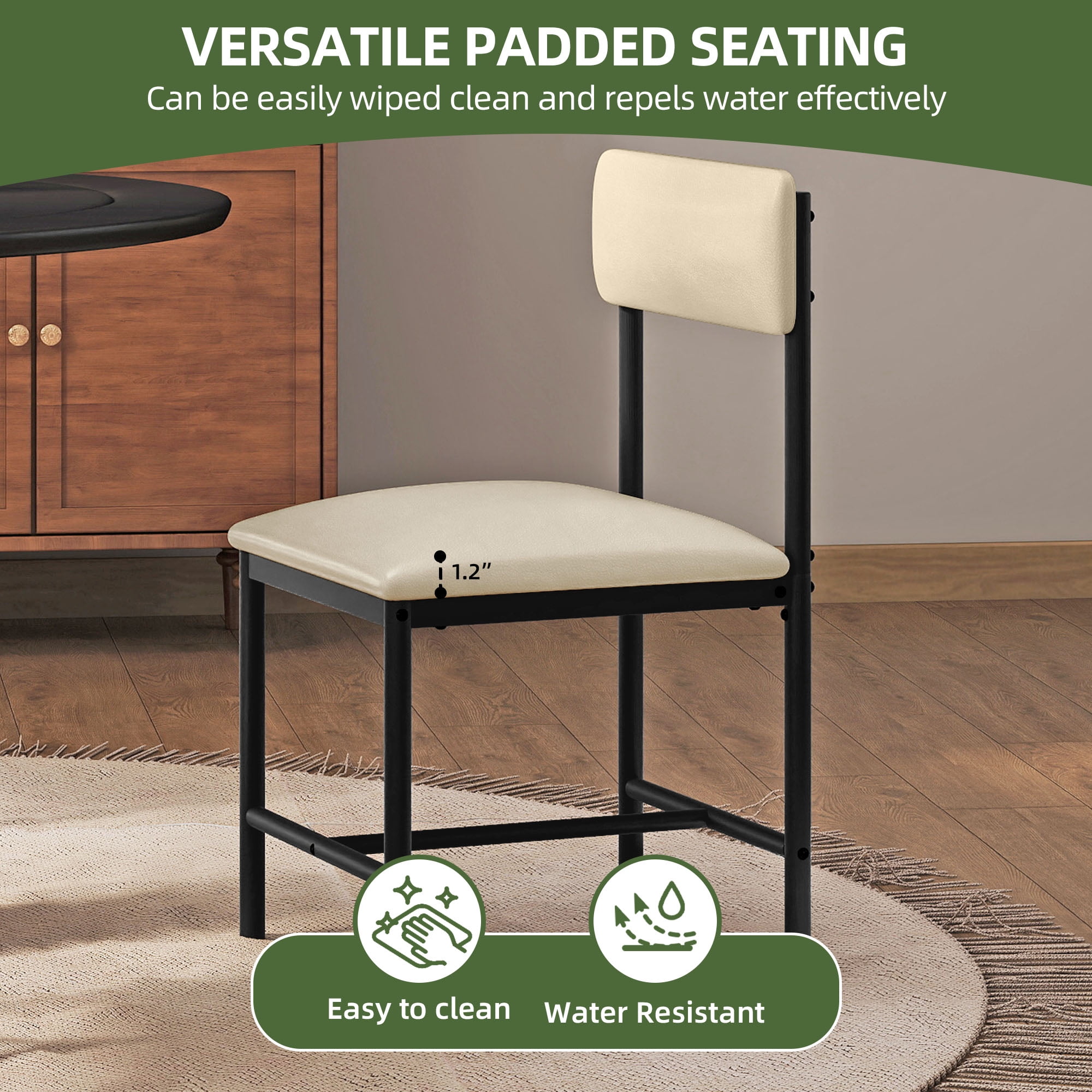 Uforic Dining Chairs Set of 4, PU Upholstered ModernKitchen Chair for Dining Living Room, White