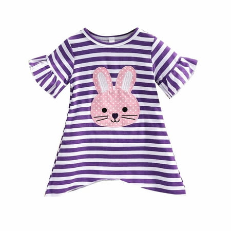 

Utoimkio Toddler Girl Dresses Clearance Short Sleeve Casual Dresses for Girls Baby Boys Girls Easter Lovely Bunny Candy Color Short Sleeve Dress