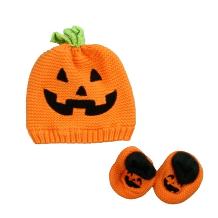 

Pre-owned Carter s Unisex Orange Pumpkin Hat & Mitten set size: 3-9 Months