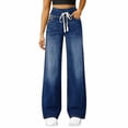 thumbnail image 3 of Women's Pull On High Waisted Wide Leg Jeans Stretchy Baggy Denim Trousers, 3 of 6