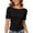 Black, variant on Women’S Boat Neck Ruched Side T-Shirt, Casual Short Sleeve Solid Tee, Polyester, 1pc, Sizes S M L XL XXL
