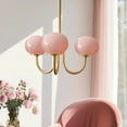 thumbnail image 4 of LittleGlovo Light Fixture with Pink Smooth Glass Shade French Home Decor Glass Hanging Lamp, 4 of 24