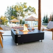 Crossview 42 Inch Square Porcelain Propane Fire Pit Table in Black By Lakeview Outdoor Designs