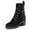 Black, variant on Women's Closed Round Toe Lace Up Combat Booties Chunky Block Low Heel Ankle Boots Winter Date Party Shoes Size 12 Green