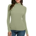 thumbnail image 2 of XFLWAM Women's Long Sleeves Mock Turtleneck Tops Basic Stretch Slim Fit Lightweight Cozy Under Layer T-Shirts, 2 of 5