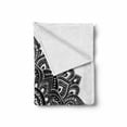 thumbnail image 2 of East Soft Flannel Fleece Throw Blanket, Floral Ornament with Far Eastern Art Motifs Cultures Vintage Style, Cozy Plush for Indoor and Outdoor Use, 60" x 80", White Black, by Ambesonne, 2 of 6