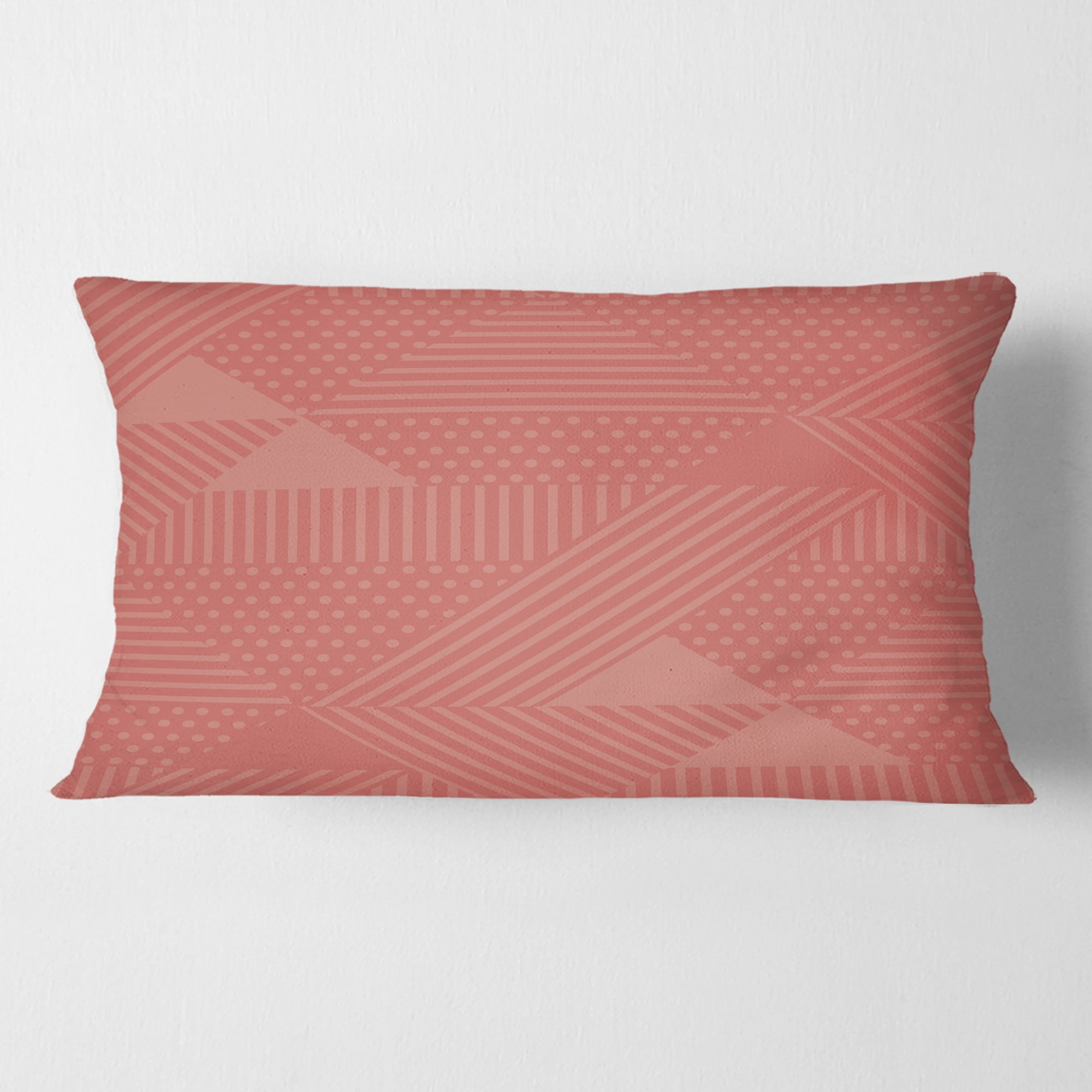 Designart Triangual Retro Coral Pattern' Mid-Century Modern Throw Pillow - 12x20