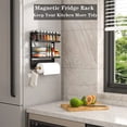 thumbnail image 3 of TEAFIRST 2 Tier Magnetic Spice Rack, Kitchen Storage Rack Shelf with Paper Towel Holder, Black, 3 of 5