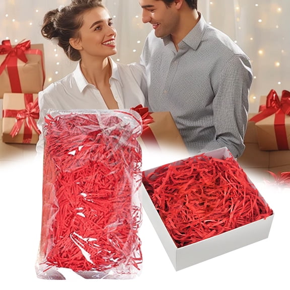 Coziro Red Crinkle Cut Paper Shred Filler for Gift Boxes, Basket Filling, and Packing Material, Decorative Raffia Grass for DIY Crafts, 1 Bag